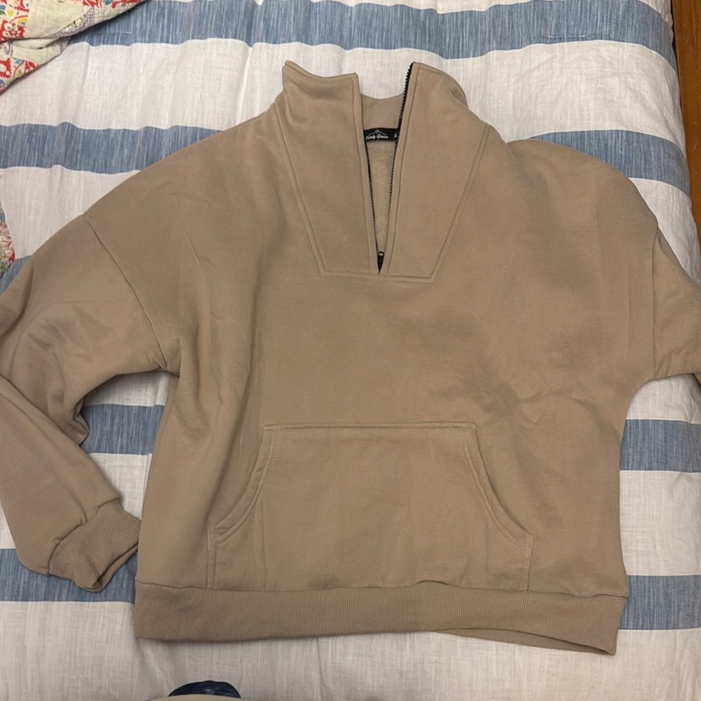 Beige Quarter-Zip Pullover